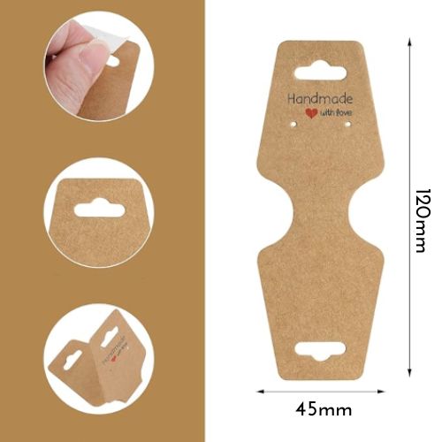 Fold Over, Display Cards, Self-Adhesive, With Words, Dark Beige, 120mm - BEADED CREATIONS