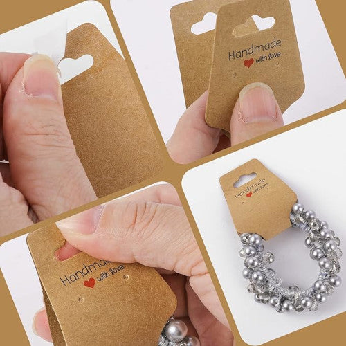 Fold Over, Display Cards, Self-Adhesive, With Words, Dark Beige, 120mm - BEADED CREATIONS