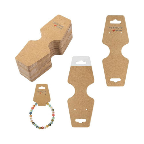 Fold Over, Display Cards, Self-Adhesive, With Words, Dark Beige, 120mm - BEADED CREATIONS