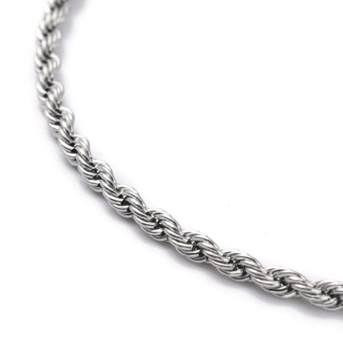 French Rope Chain Necklace, 2mm, Stainless Steel, Silver, 75cm - BEADED CREATIONS