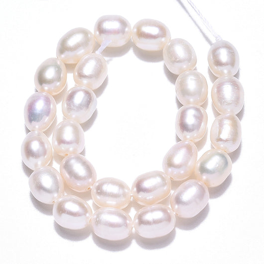 Freshwater Pearl Beads, Cultured, Rice, Rustic Cream, 6.8-7.5mm - BEADED CREATIONS