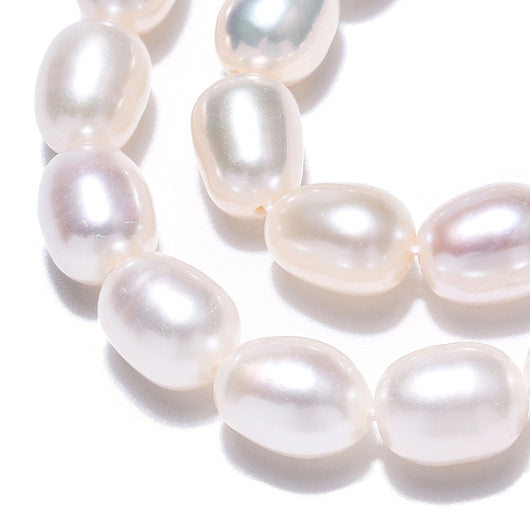 Freshwater Pearl Beads, Cultured, Rice, Rustic Cream, 6.8-7.5mm - BEADED CREATIONS