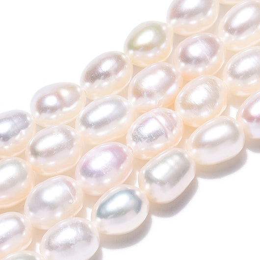 Freshwater Pearl Beads, Cultured, Rice, Rustic Cream, 6.8-7.5mm - BEADED CREATIONS