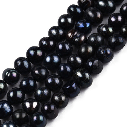 Freshwater Pearl Beads, Natural, Cultured, Potato, (Dyed) Black, 7-8mm - BEADED CREATIONS