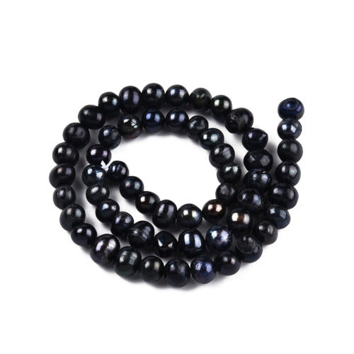 Freshwater Pearl Beads, Natural, Cultured, Potato, (Dyed) Black, 7-8mm - BEADED CREATIONS