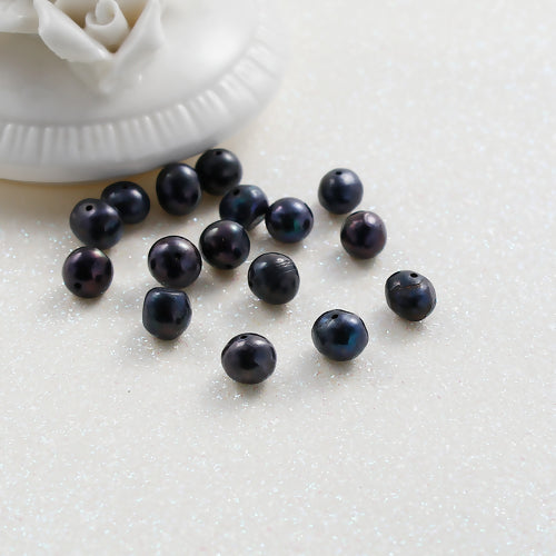 Freshwater Pearl Beads, Natural, Cultured, Potato, (Dyed) Black, 7-8mm - BEADED CREATIONS