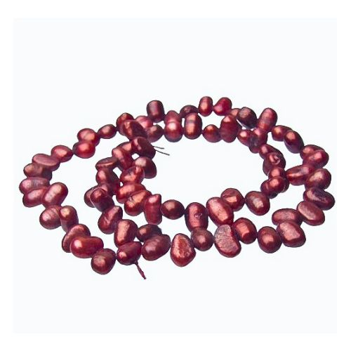 Freshwater Pearl Beads, Baroque, Cranberry, 6.5-8mm - BEADED CREATIONS