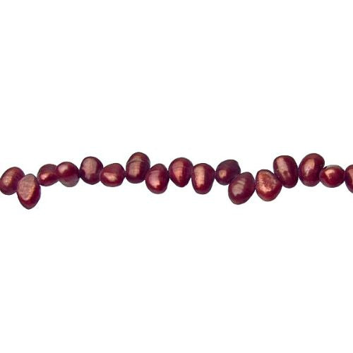 Freshwater Pearl Beads, Baroque, Cranberry, 6.5-8mm - BEADED CREATIONS