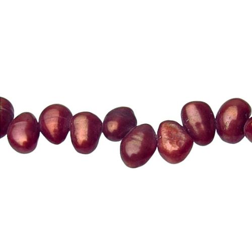 Freshwater Pearl Beads, Baroque, Cranberry, 6.5-8mm - BEADED CREATIONS