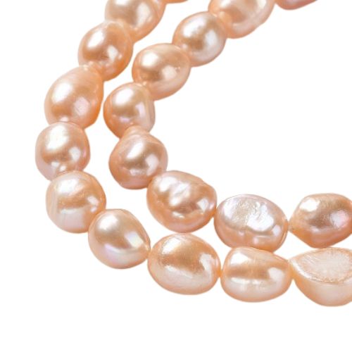 Freshwater Pearl Beads, Baroque, Peach Puff, 7-12.5mm - BEADED CREATIONS