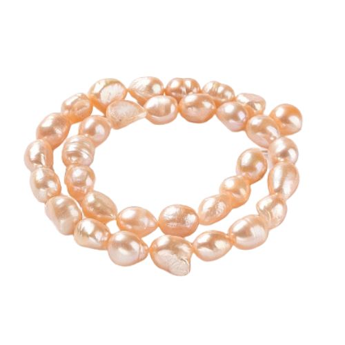 Freshwater Pearl Beads, Baroque, Peach Puff, 7-12.5mm - BEADED CREATIONS