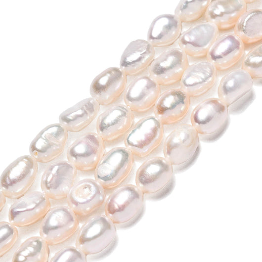 Freshwater Pearl Beads, Baroque, Polished, White, 7mm - BEADED CREATIONS