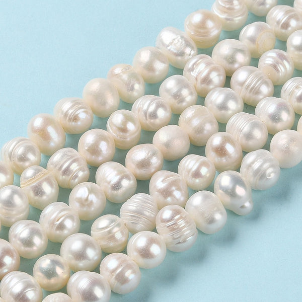 Freshwater Pearl Beads, Potato, Creamy White, 6-7mm - BEADED CREATIONS
