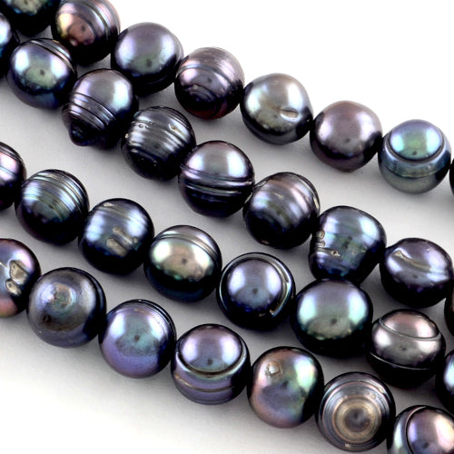 Freshwater Pearl Beads, Potato, Prussian Blue, 7-10mm - BEADED CREATIONS