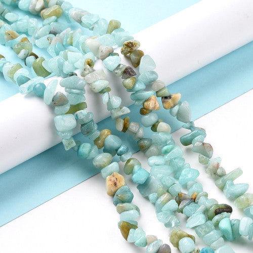 Gemstone Beads, Amazonite, Natural, Free Form, Chip Strand, 5-8mm - BEADED CREATIONS