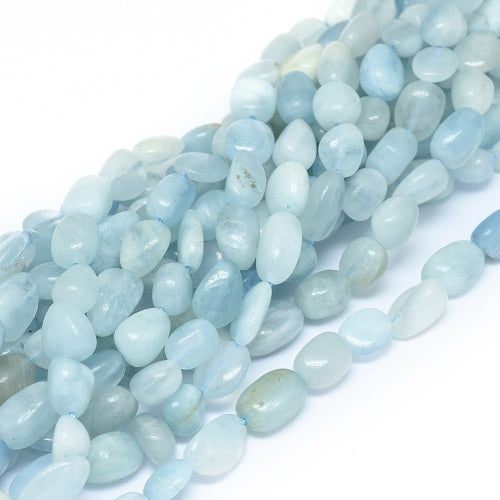 Gemstone Beads, Aquamarine, Natural, Chip Strand, 7-14mm - BEADED CREATIONS