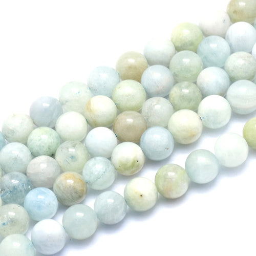 Gemstone Beads, Aquamarine, Natural, Round, 6mm - BEADED CREATIONS