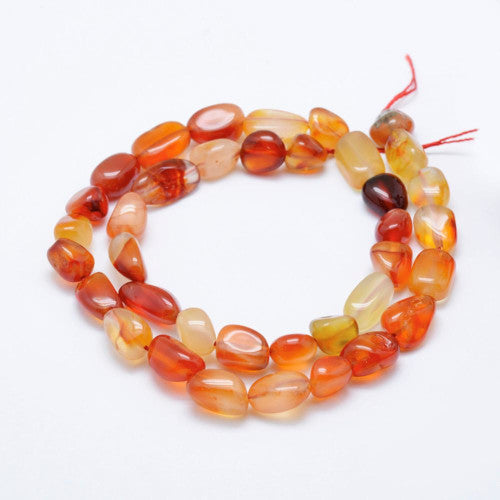 Gemstone Beads, Carnelian, Natural, Tumbled Stone, Nuggets, 8-15x5-10mm - BEADED CREATIONS