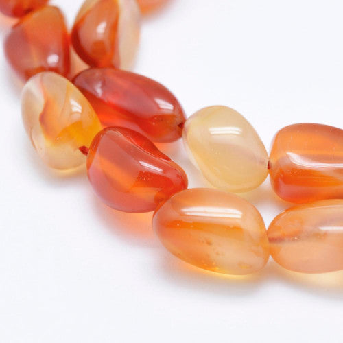 Gemstone Beads, Carnelian, Natural, Tumbled Stone, Nuggets, 8-15x5-10mm - BEADED CREATIONS