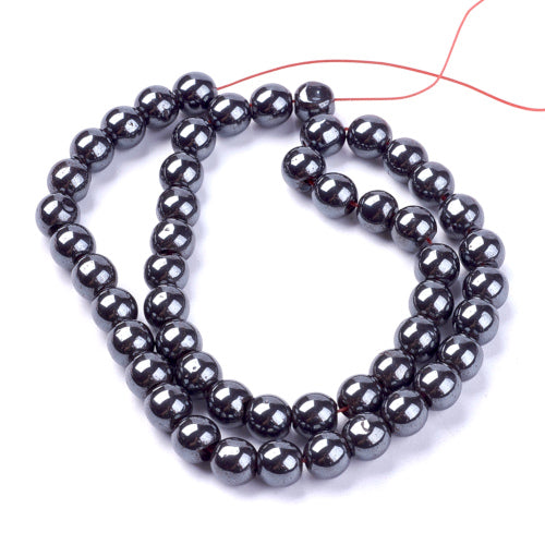 Gemstone Beads, Hematite, Synthetic, Non-Magnetic, Round, Black, 8mm - BEADED CREATIONS