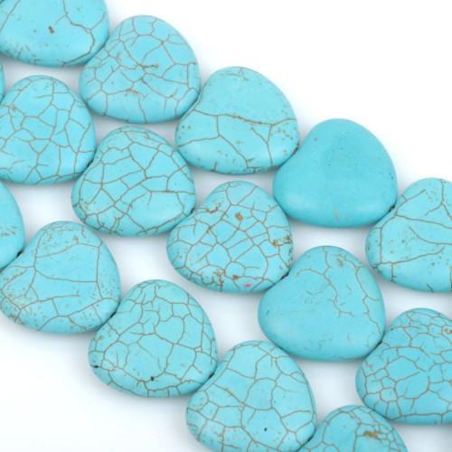 Gemstone Beads, Howlite, Magnesite, Natural, Heart, (Dyed), Turquoise, 20mm - BEADED CREATIONS