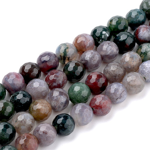 Gemstone Beads, Indian Agate, Natural, Round, Faceted, 6-6.5mm - BEADED CREATIONS