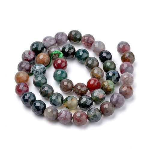 Gemstone Beads, Indian Agate, Natural, Round, Faceted, 6-6.5mm - BEADED CREATIONS
