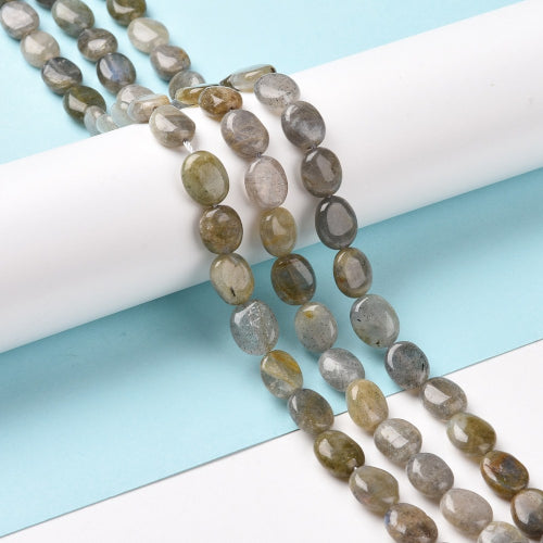 Gemstone Beads, Labradorite, Natural, Oval, 9-11mm - BEADED CREATIONS