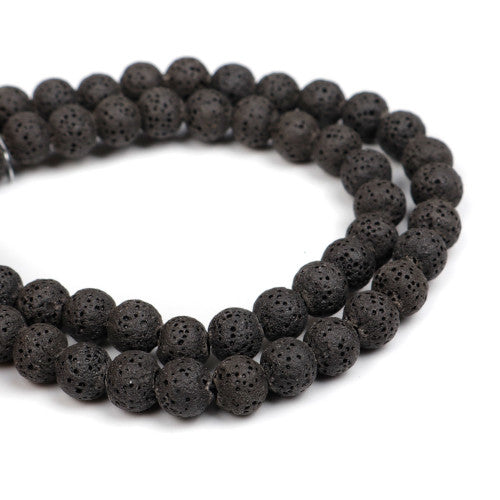 Gemstone Beads, Lava Rock, Natural, Round, Black, 8mm - BEADED CREATIONS