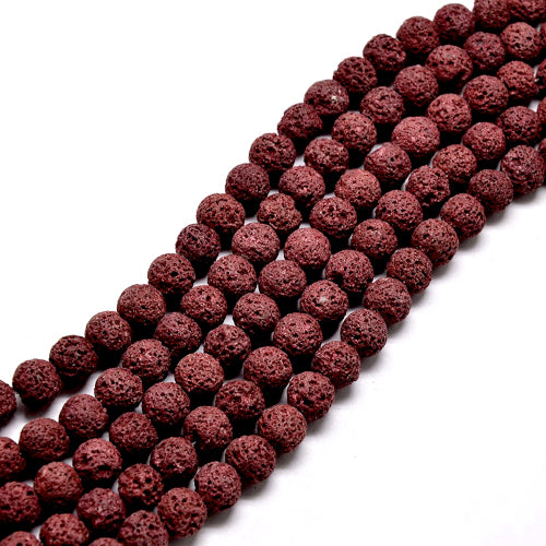 Gemstone Beads, Lava Rock, Natural, Round, Dark Red, 8mm - BEADED CREATIONS