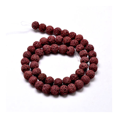 Gemstone Beads, Lava Rock, Natural, Round, Dark Red, 8mm - BEADED CREATIONS