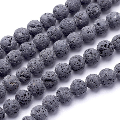 Gemstone Beads, Lava Rock, Natural, Round, Grey, 10mm - BEADED CREATIONS