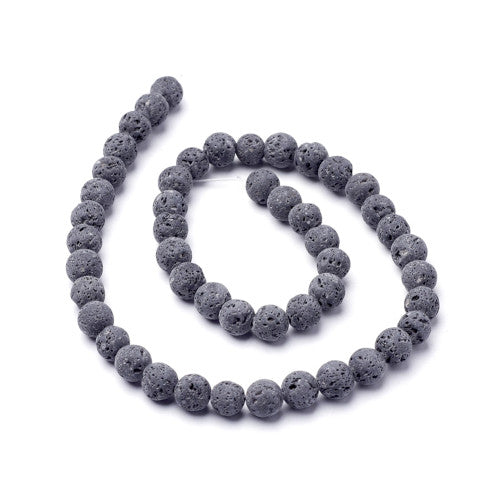 Gemstone Beads, Lava Rock, Natural, Round, Grey, 10mm - BEADED CREATIONS