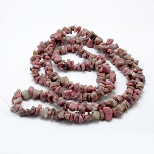 Gemstone Beads, Rhodonite, Natural, Free Form, Chip Strand, 3-5x7-13x2-4mm - BEADED CREATIONS