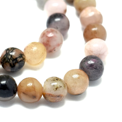 Gemstone Beads, Rhodonite, Natural, Round, 6mm - BEADED CREATIONS
