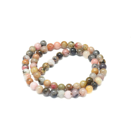 Gemstone Beads, Rhodonite, Natural, Round, 6mm - BEADED CREATIONS