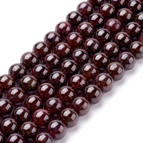 Gemstone Beads, Round, Natural, Garnet, Grade AB, 6mm - BEADED CREATIONS