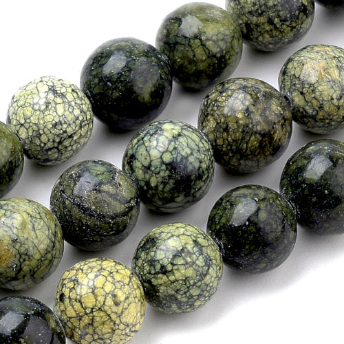 Gemstone Beads, Serpentine/Green Lace Stone, Natural, Round, 8mm - BEADED CREATIONS