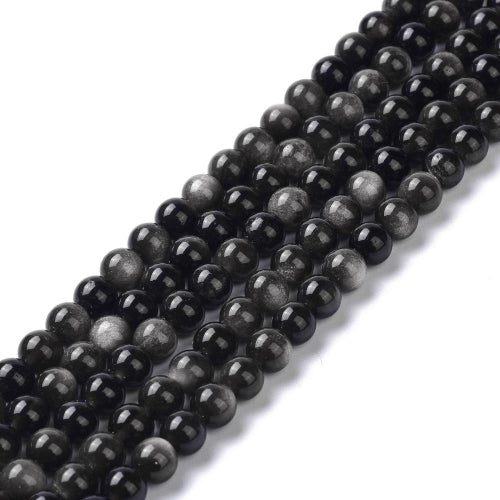 Gemstone Beads, Silver Obsidian, Natural, Round, 6mm - BEADED CREATIONS