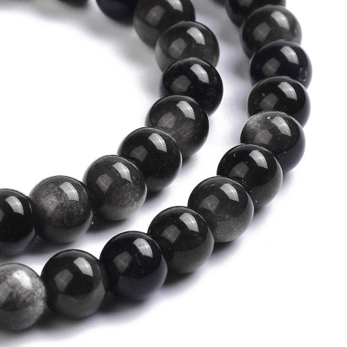 Gemstone Beads, Silver Obsidian, Natural, Round, 6mm - BEADED CREATIONS