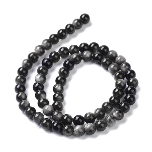 Gemstone Beads, Silver Obsidian, Natural, Round, 6mm - BEADED CREATIONS