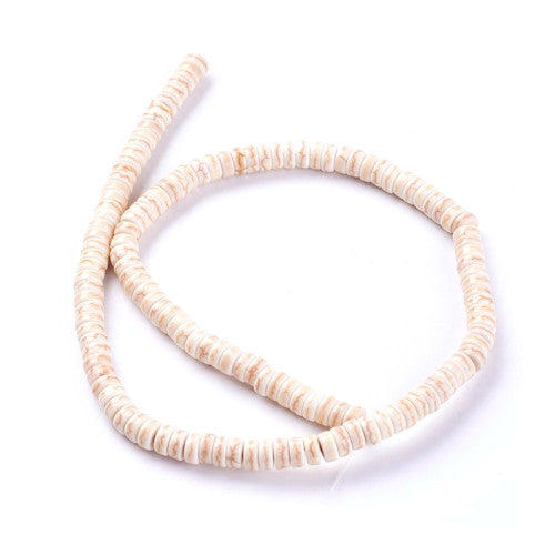 Gemstone Beads, Synthetic, Heishi Beads, Disc, Flat, Round, Dyed & Heated, Antique White, 6mm - BEADED CREATIONS