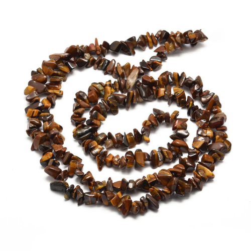 Gemstone Beads, Tiger Eye, Natural, Free Form, Chip Strand, 6-8mm - BEADED CREATIONS