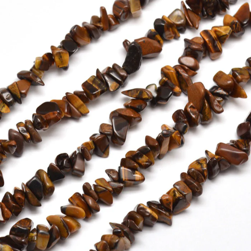 Gemstone Beads, Tiger Eye, Natural, Free Form, Chip Strand, 6-8mm - BEADED CREATIONS