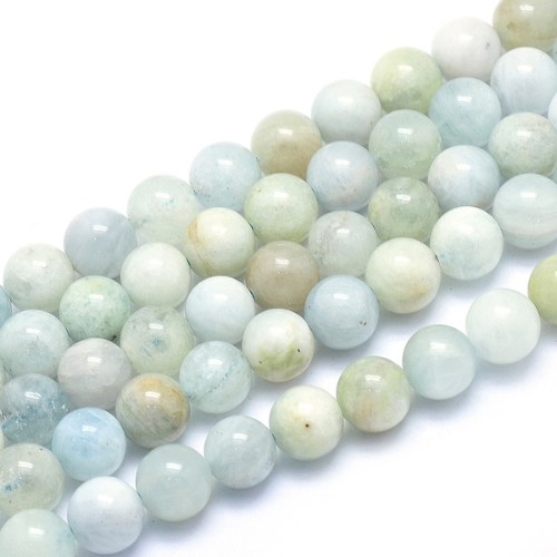 Gemstone Beads, Aquamarine, Round, 8mm - BEADED CREATIONS