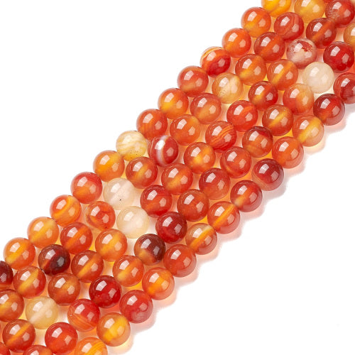 Gemstone Beads, Carnelian, Round, 8mm - BEADED CREATIONS