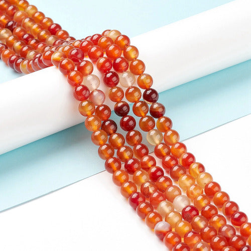 Gemstone Beads, Carnelian, Round, 8mm - BEADED CREATIONS