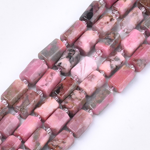Gemstone Beads, Rhodonite, Faceted, Column, 9-11mm - BEADED CREATIONS
