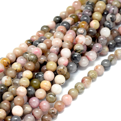 Gemstone Beads, Rhodonite, Round, 6mm - BEADED CREATIONS