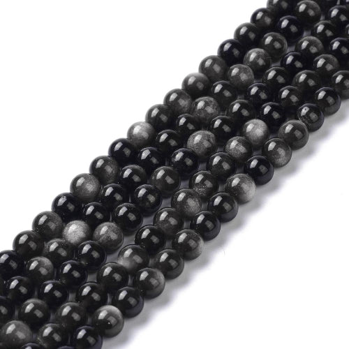 Gemstone Beads, Silver Obsidian, Round, 6mm - BEADED CREATIONS